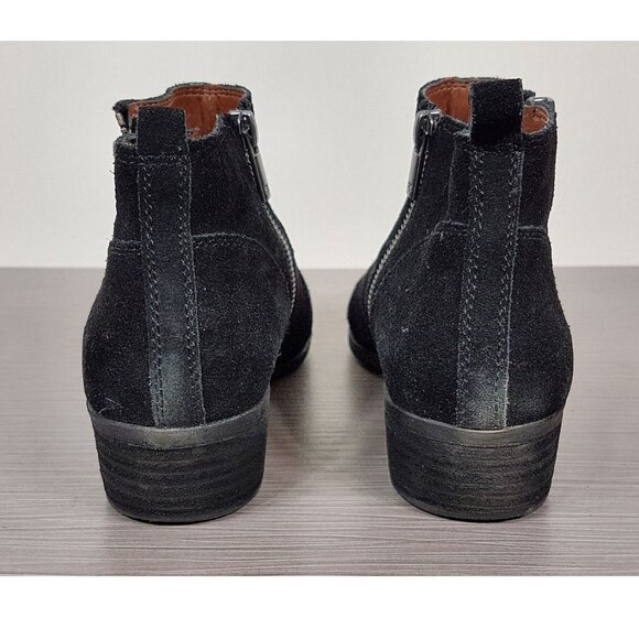 Lucky Brand Beniee Bootie Black Suede Dual Zip Womens Size 8.5 / 38.5 - Picture 4 of 6